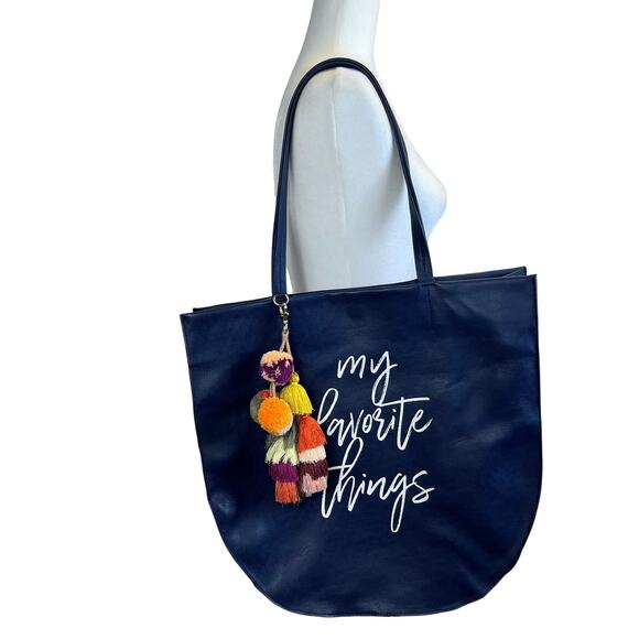 Anthropologie Handbags - NWT: Anthropologie Tote Large‎ Navy Colorful Tassels "My Favorite Things" (T)